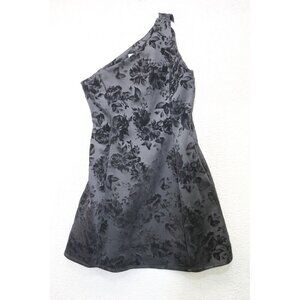 Prosecco One Shoulder Black Velvet Burnout Dress-Size 6-Whimsigoth-Witchy